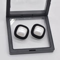 Wholesale Luxury Woman Girl Flocking square Pearl Stud Earrings 925 Sterling Silver
