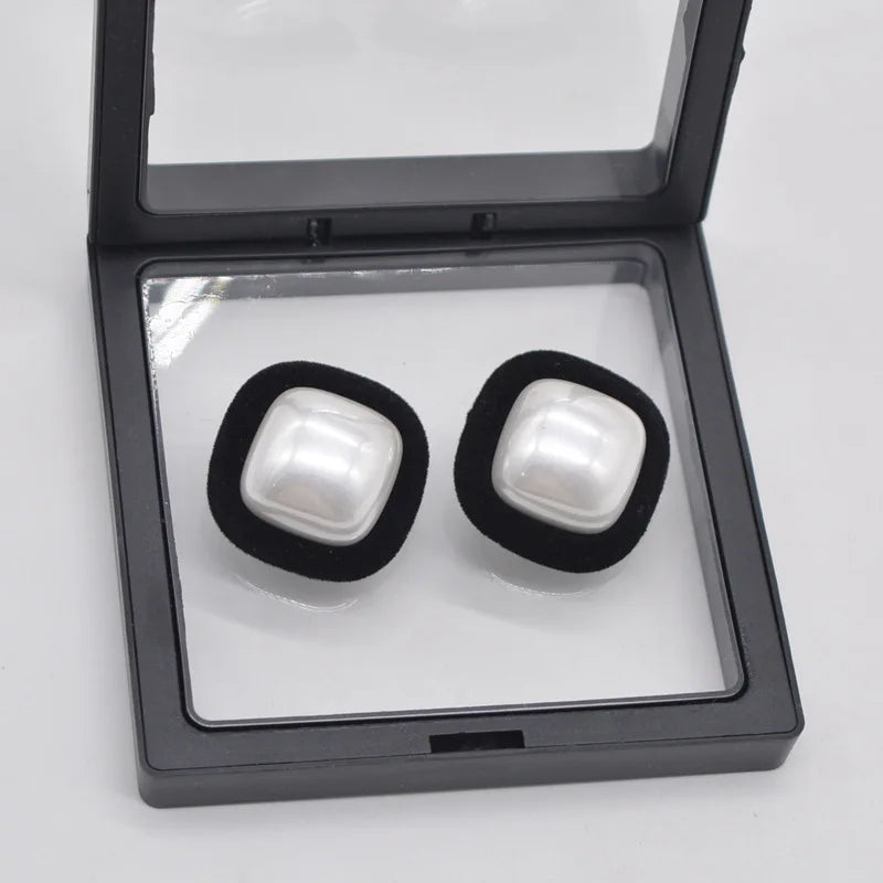 Wholesale Luxury Woman Girl Flocking square Pearl Stud Earrings 925 Sterling Silver
