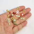 CZ9099 European Style 18k Gold Plated Enamel CZ Sunflower Sun Rose Flower Floral Dangle Charms Bail Beads for Bracelet Making