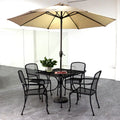 Outdoor Patio Dining Table and 4 Stackable Chairs Furniture Set With Umbrella