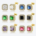 FUAMAY 925 Silver Engagement Earrings for Women White Blue Green Black Ruby Purple Amethyst Diamond Studs for Gift Occasions