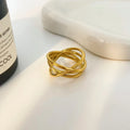 Simple Winding Hollow Line Ring Joyas De Acero Inoxidable Stainless Steel Electroplated 18k Gold Ring