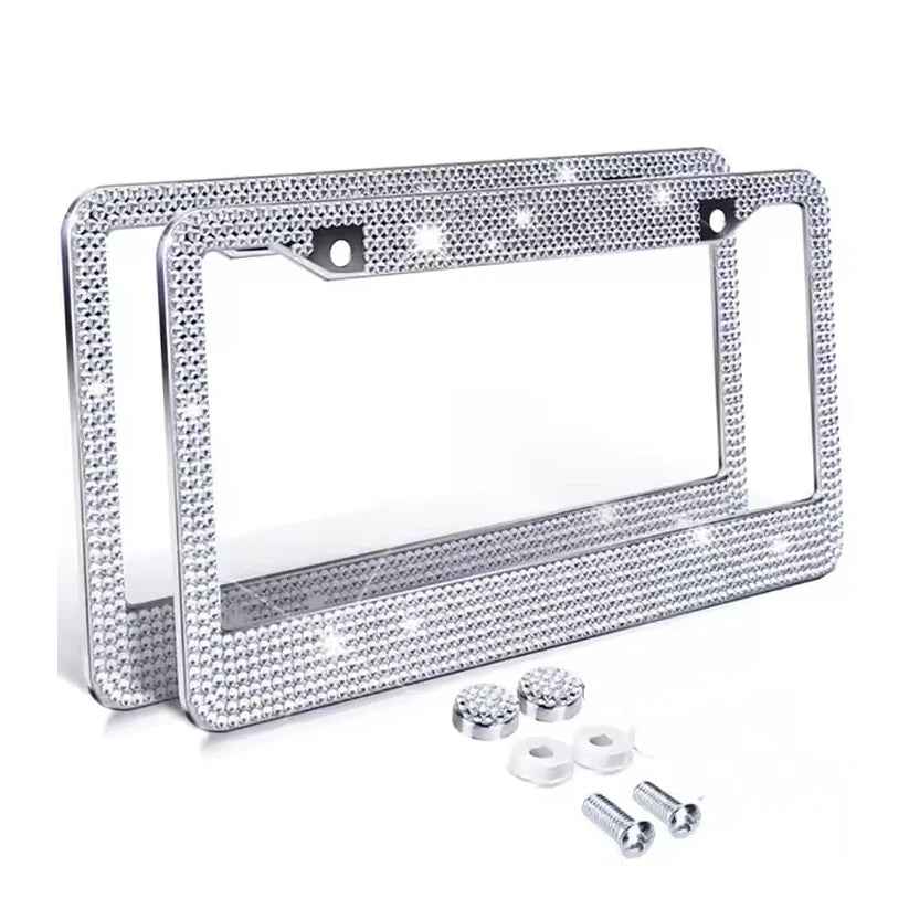 Factory Price Car License Plate Frame Bling Women Luxury Handcrafted Rhinestone Car Frame Plate Covers Fit for U.S Model
