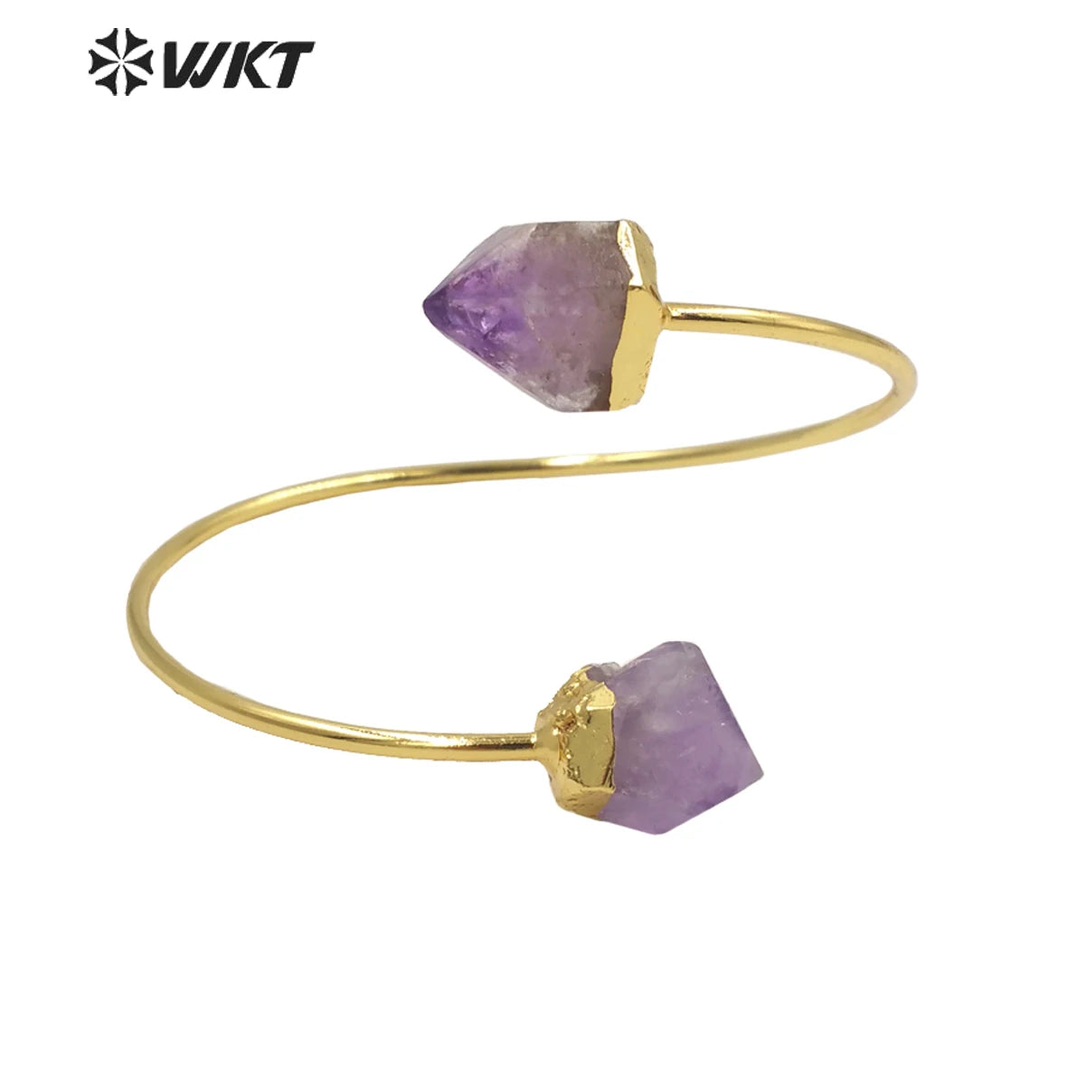 WT-B585 Wholesale Women Chic Gorgeous Bangle Lovely Popular Yellow Citrine and Amethyst Bangle for Party Wearing Stone Jewelry