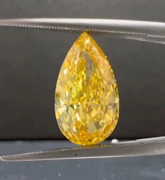 Lanphear 5.01ct VS1 CVD IGI Certificate Synthetic Fancy Vivid Yellow Color Wholesale Loose Diamond Pear Lab Grown Diamond