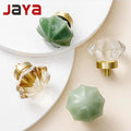 JAYA Modern Light Luxury Wardrobe Drawer Handle Single Hole Transparent Crystal Handle Brass Base Cupboard Handles for Furniture