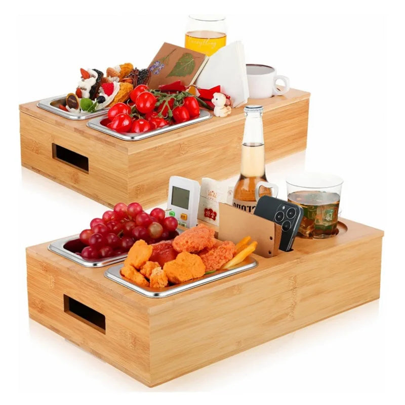 Wooden Snack Box Sofa Bar Sofa Tray Living Room Coffee Table Desktop Snack Storage Rack Remote Control Storage Box