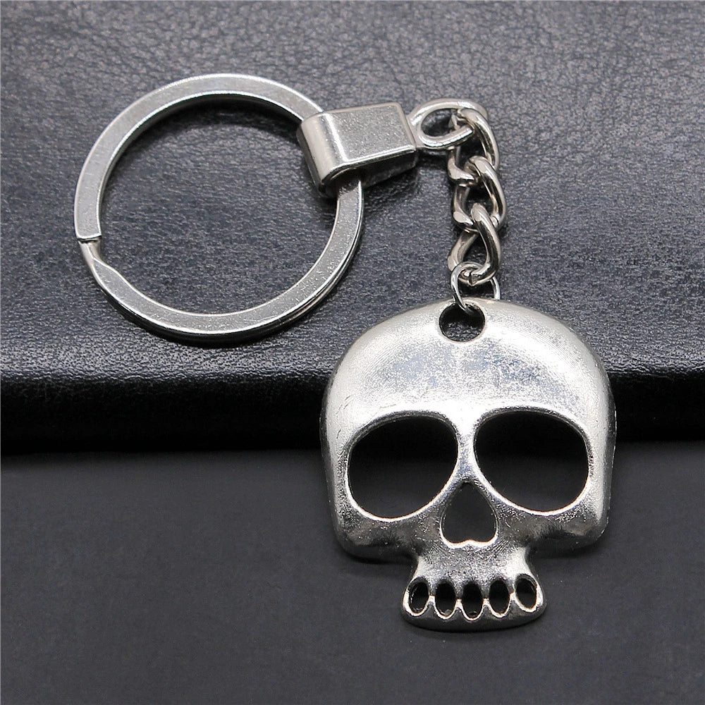 WYSIWYG 34x30mm Antique Silver Plated Antique Bronze Plated Zinc Alloy Skull Keychain Accessories P2-ABD-C10160