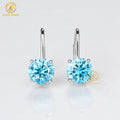 RTS 8mm 2-Carat Gold-Plated 925 Sterling Silver Hoop Earrings with Drop Colored Moissanite Diamonds Wedding Gift