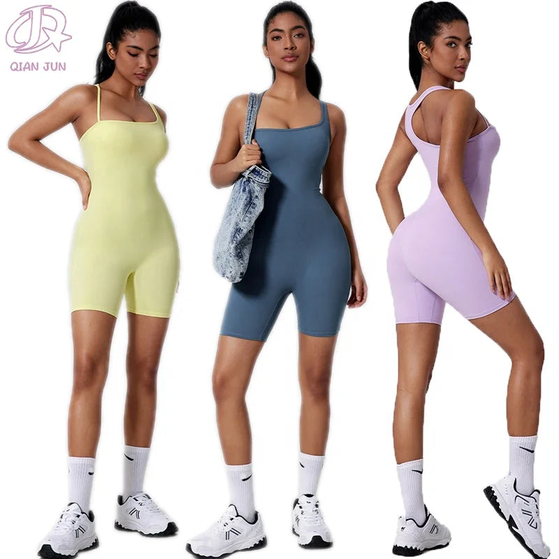 Wholesale Custom Logo Women's Yoga Bodysuit Quick Dry Yoga Jumpsuit One Piece Tight Yoga Bodysuit