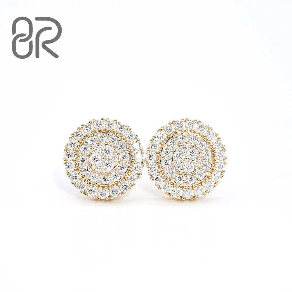 Hot Selling 10K 14K 18K Pure Solid Gold Moissanite Flower Cluster Earring Pass Diamond Tester Iced Out Vvs Diamond Earrings Stud