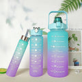 Wholesale Hot Sale Custom Label 3 in 1 Set Children Portable Motivational Plastic Sports Water Bottle with Straw for Kids School