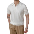 Summer Breathable Solid Color Knit Pullover Turn-down Collar Zip Short Sleeve Knit Sweater Knitted Sweater Pullover for Men