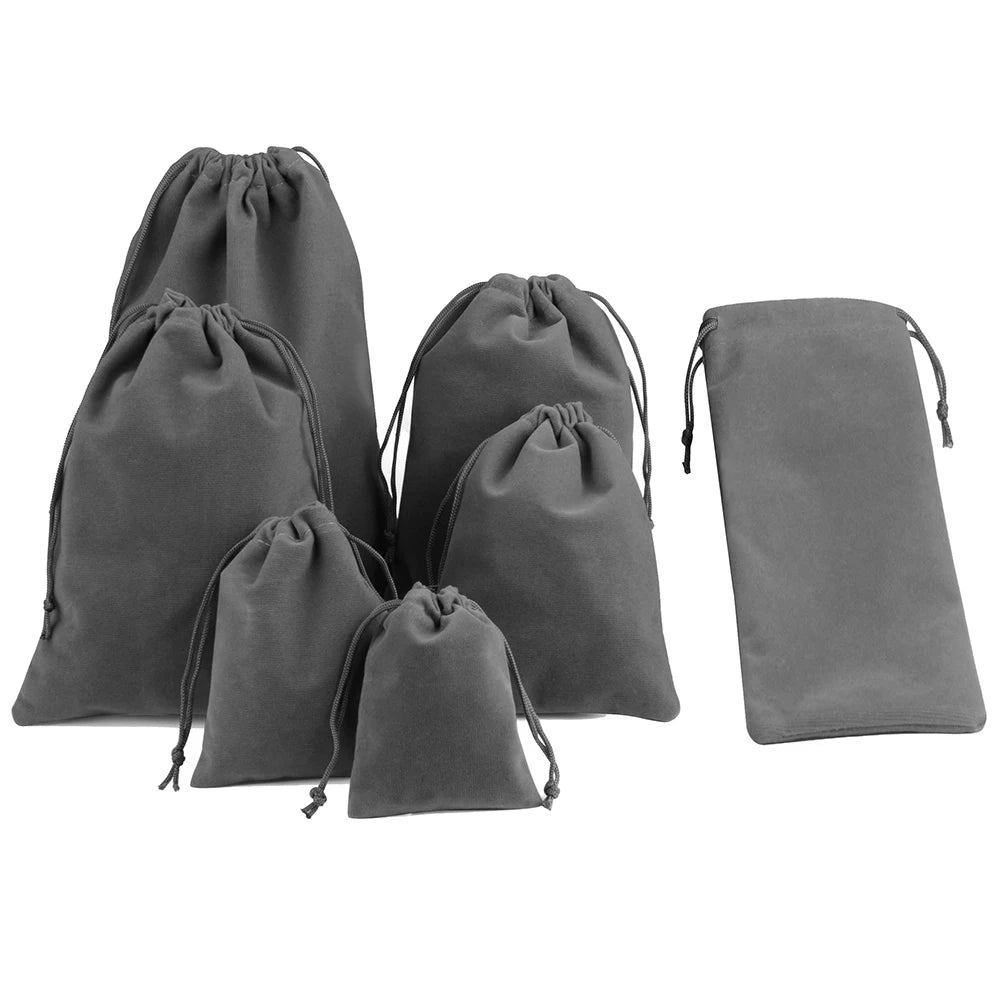 Deep Gray Velvet Bag All Size Jewelry Packing Velvet Drawstring Pouches Gift Bags for Wedding Party Can Customized