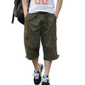 Mens Cargo Short Cotton Relaxed Fit Cargopants Baggy Shorts Chino 6 Pockets Short Pants Leisure Wear Below Knee Long Shorts