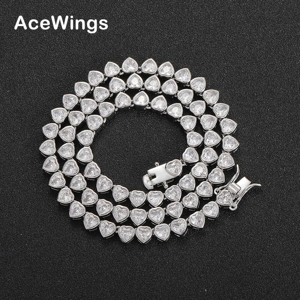 BC227 Heart Shape CZ Chain Female Tennis Chain Necklace Hip Hop Jewelry