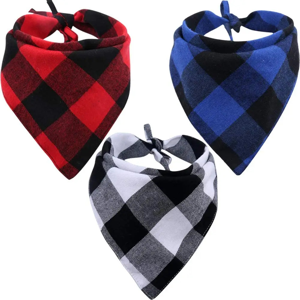 Adjustable Custom Printed Log Dog Collar Bandana Custom Plaid Bandanas