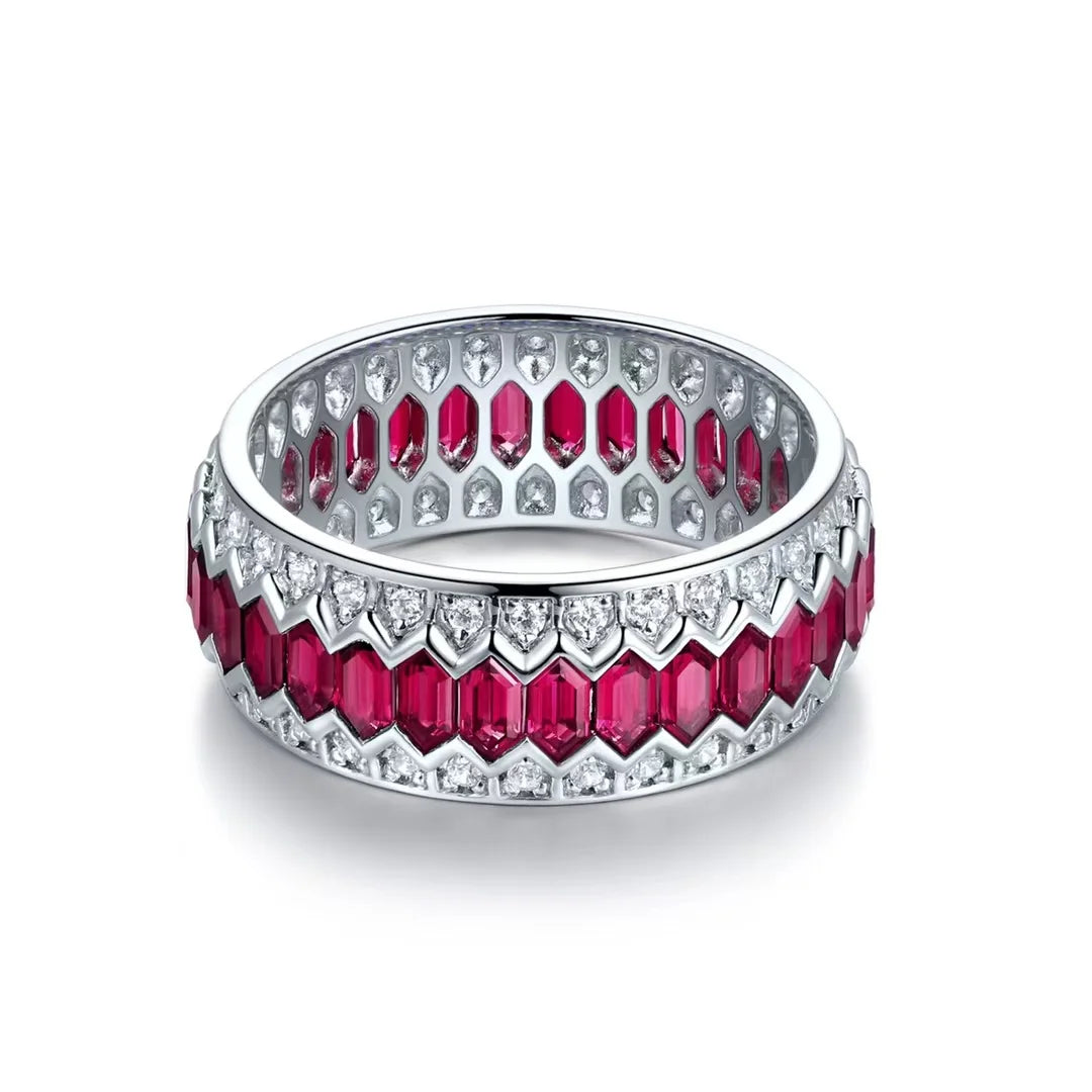 Hot Sale S925 Silver Lab Grown Ruby Classic Ring Unique Design Women's Jewelry for Gifts Wedding Engagement Anniversary