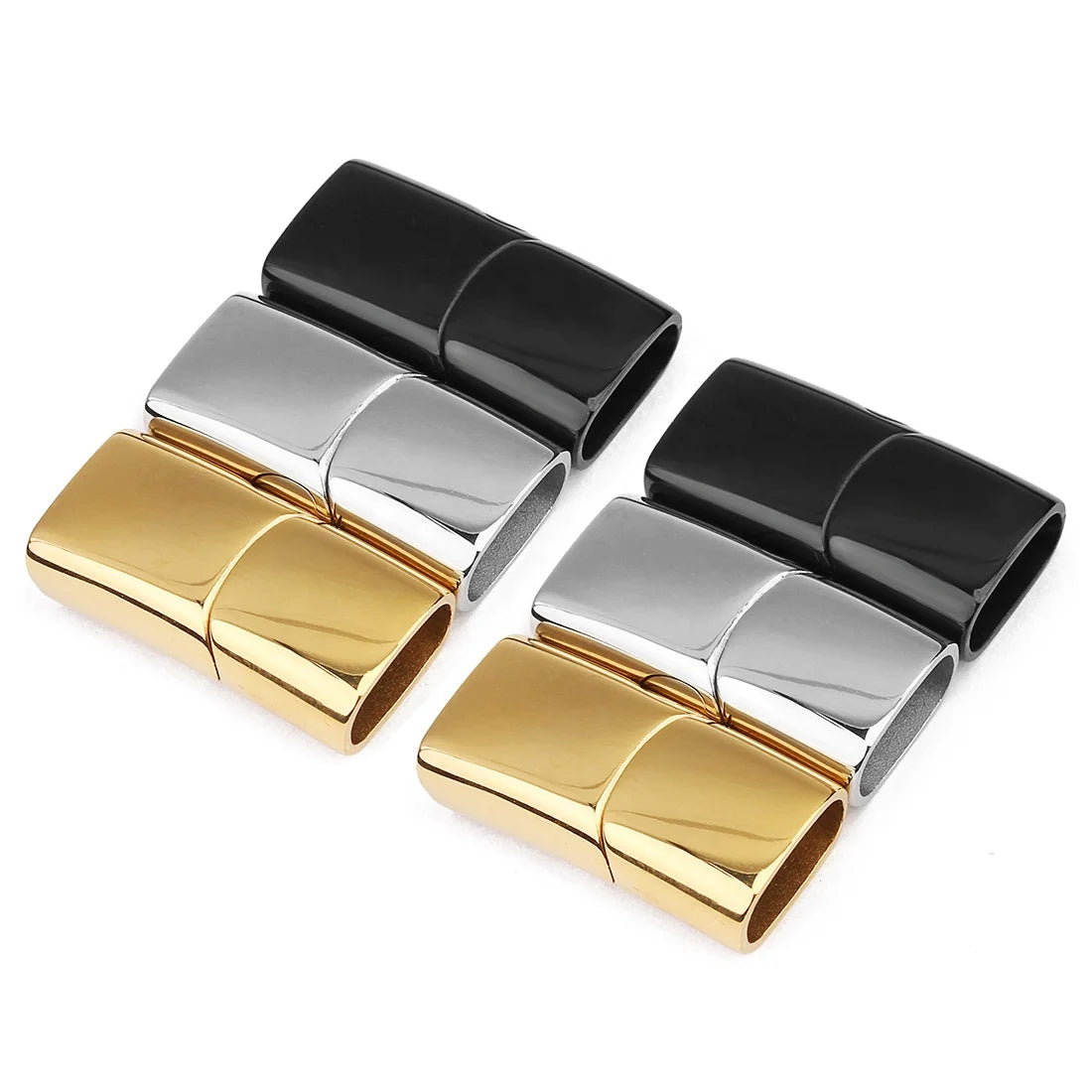 VEROMCA 4/5/6mm Polish Stainless Steel Snasp Clasp Accessories for Leather Bracelets