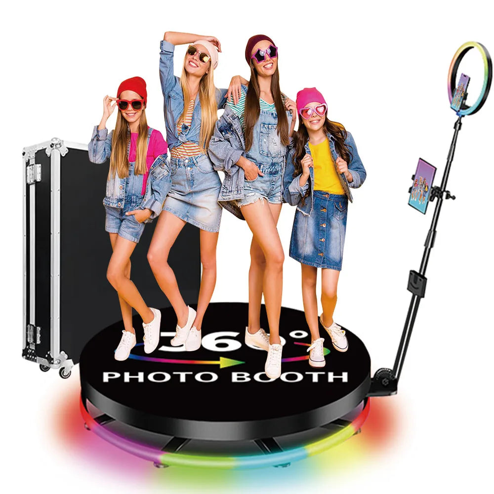 New Design 80Cm 100Cm 115Cm Led Ring Lights 360 Photo Booth Machine for Wedding Party Rental