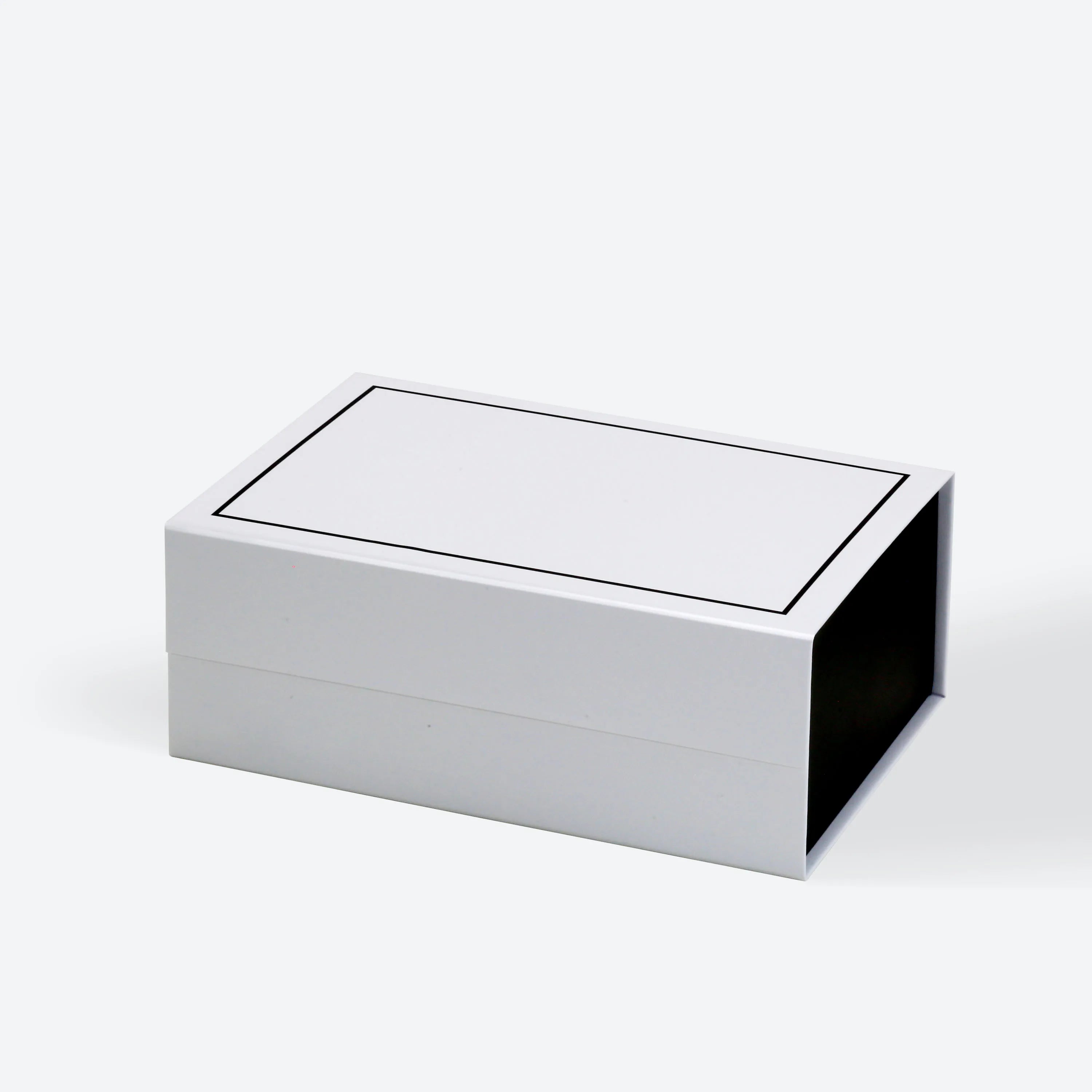 Personalised Logo Printing A5 Deep White Magnetic Closure Gift Boxes with Black Border
