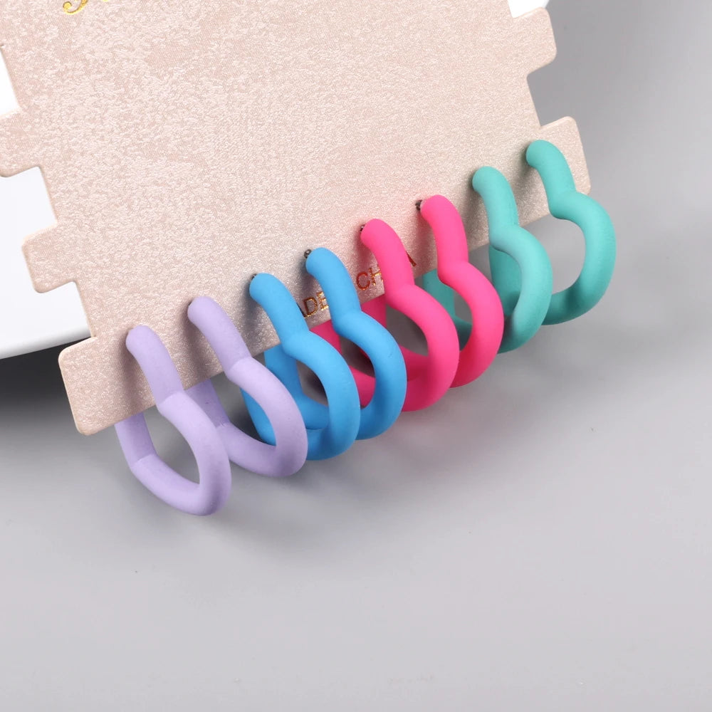 Best-selling Instagram Summer Candy Colored Hoop Earrings Frosted Heart Shaped Earrings Best Friend Gift Hollow Earring Set