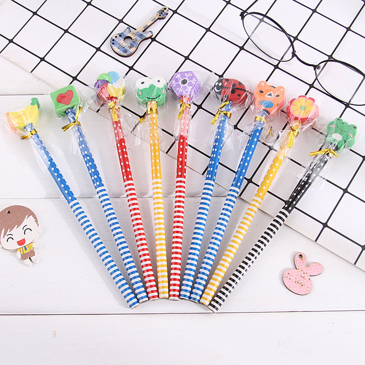Children's Cartoon Pencil with Rubber Head Creative HB Pupil Pencil Gift Stationery