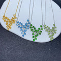 925 Sterling Silver Women's Charm Natural Topaz Gemstone with Leaf Enamel Gold Plated Pendant Necklace Good Price