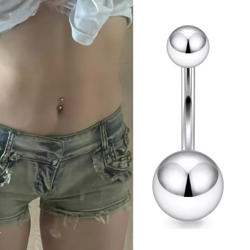 Regular Ball Navel Ring Minimalist Basic Stainless Steel Navel Nail Piercing Jewelry Navel Button