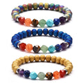 Faceted Stone Energy Crystal Bracelet Yoga 7 Chakra Open Smile Agate Color Plated Bracelet