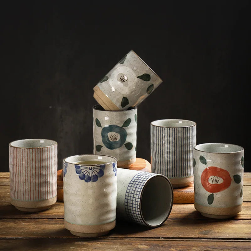 Custom 300ml Japanese Ceramic Tea Cup Stoneware Hand-painted Espresso Coffee Milk Water Cup