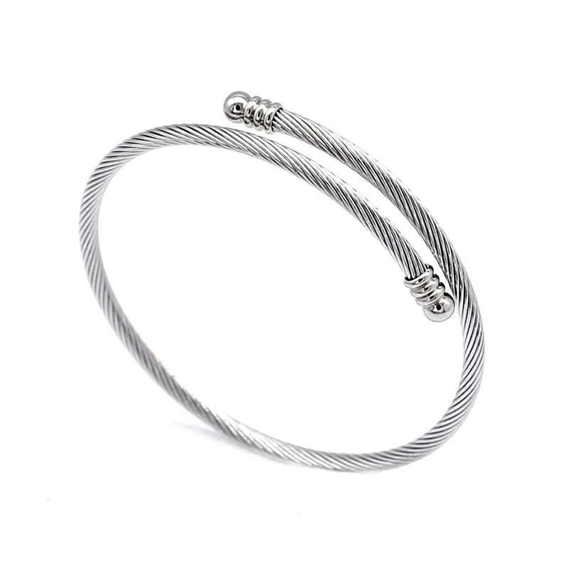 Handmade Diy Jewelry Stainless Steel Spiral Adjustment Bracelet Diy Open Cuff Bracelet Accessories Women Jewelry Bracelet
