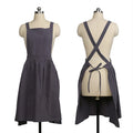 Customizable Material Grey Beige Cross Back Sleeveless Bib Apron with Adjustable Waist Machine Washable & Eco-Friendly