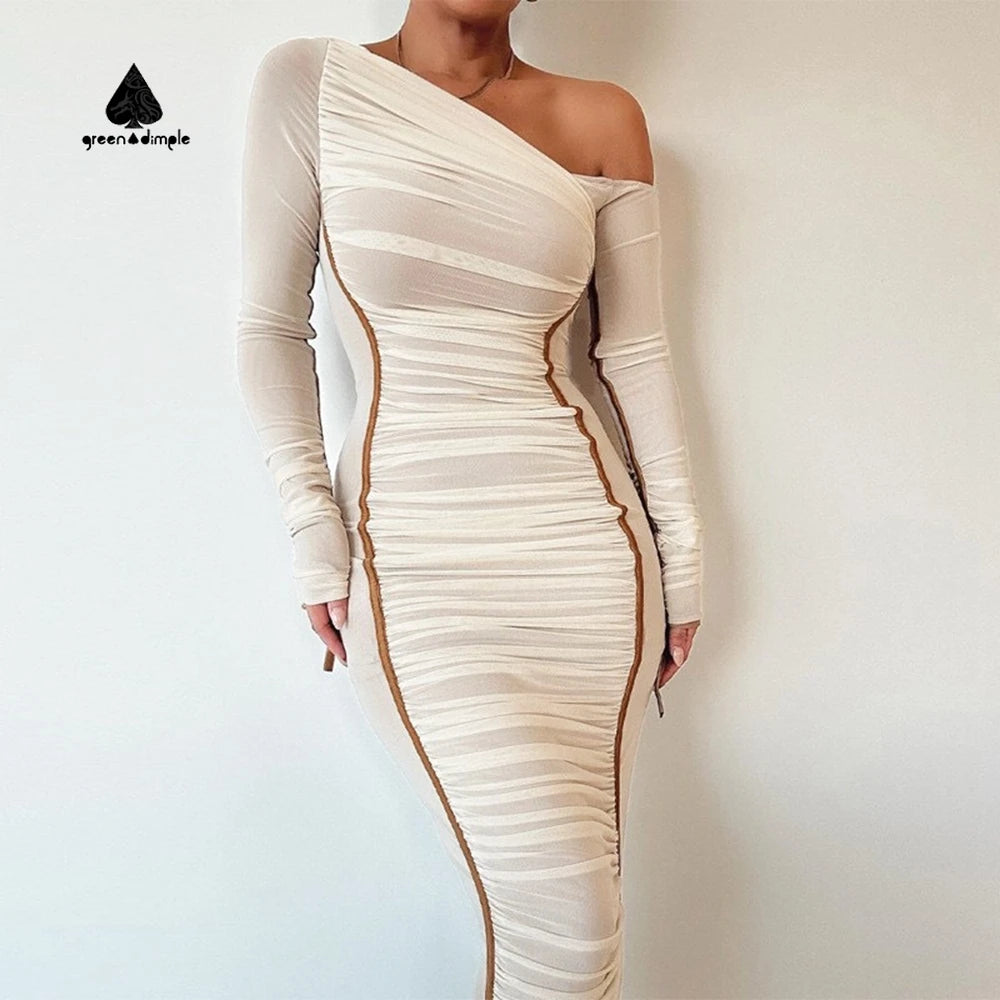 Custom Fashion Dress Manufacturer Women's Bodycon Summer Midi Dress Long Sleeve Elegant Party Night Club Dress