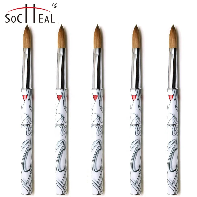 Hot Personalized Crystal Acrylic Brush with Marble Handle Nail Art Tools Set 100% Kolinsky Sable for Use Manicure
