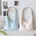 Cute Bow Embroidery Fabric Hobo Bags Set - Light Blue & Cream Casual Shoulder Totefor Children/ Women
