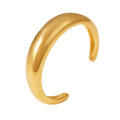 Stainless Steel Smooth Waterproof Jewelry 18k Gold Plated Crescent C Shaped Open Waterproof Bracelet Women YF6005