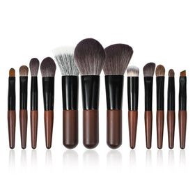 12 PCS Blender Beauty Manufacturer Cosmetic Wholesale Buy Custom Wooden Handle Travel Make up Brushes With Bag