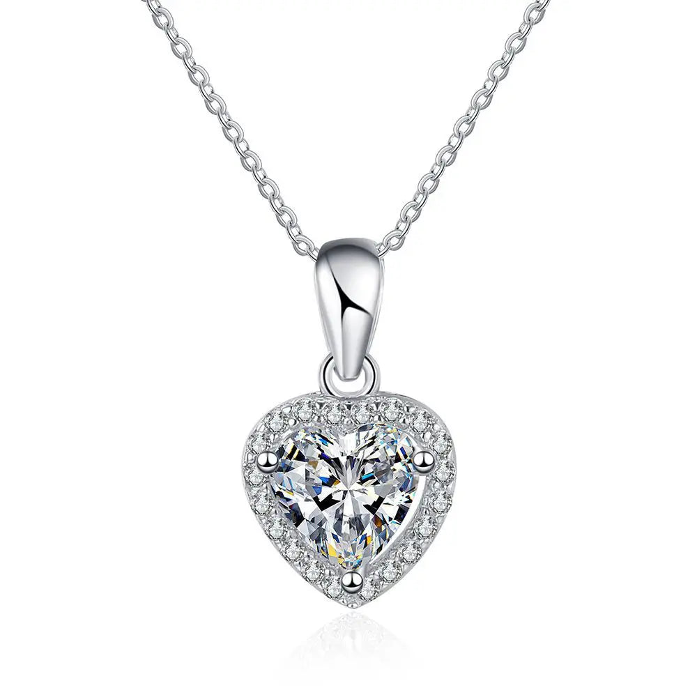 1 Karat D Moissanite Necklace With Female Love Alien Pendant S925 Sterling Silver Pt950 Diamond Plated Gift Jewelry