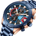 CURREN 8401  Man WristWatch Waterproof Chronograph Men Watch  Luxury Gold Blue Stainless Steel Sport Male Clock