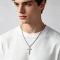 Christian Jewelry Glod Silver Mens Stainless Steel Cross Pendant Necklace with Rope Chain Glod Cross Necklace for Men Gifts