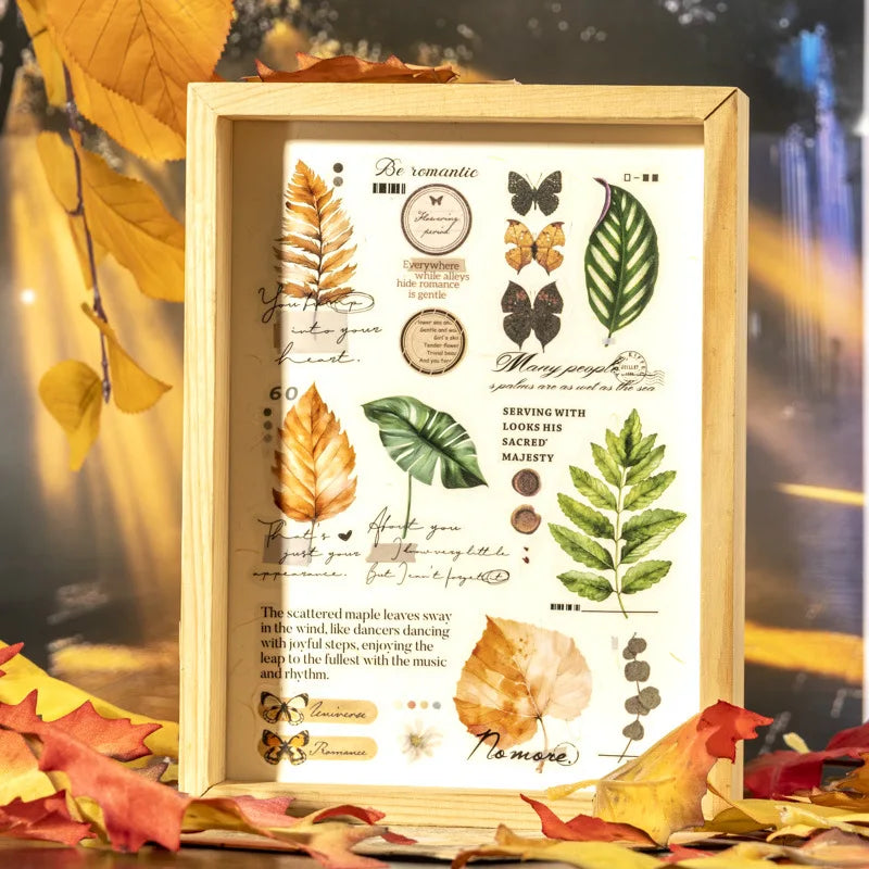 25 Sheets Per Pack Shaped Sticker Pack Poems for Leaves Collection 6 Romantic Leaf Themes