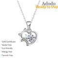 Cute Animal 925 Sterling Silver Girls Lucky Cat Necklace Dainty VVS D GRA 0.5ct Round Cut Moissanite Jewelry for Birthday Gift