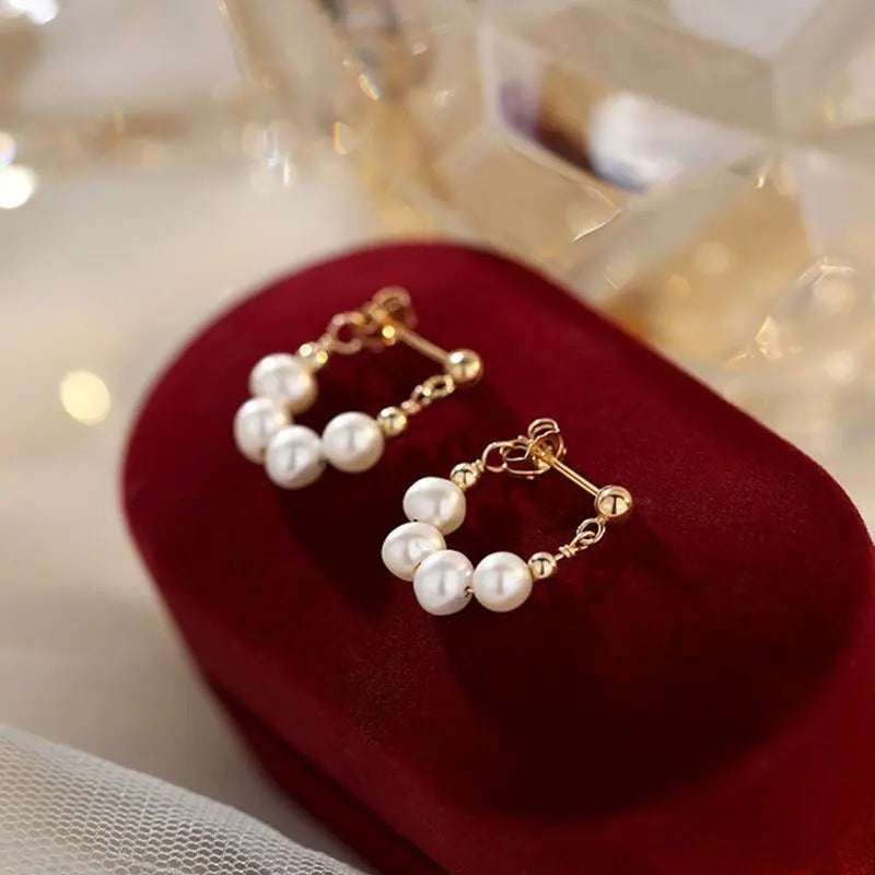 Wholesale Pearl Earrings Jewelry 925 Silver Fresh Water Pearl Earrings Gold Plated Sterling Silver Earrings Women
