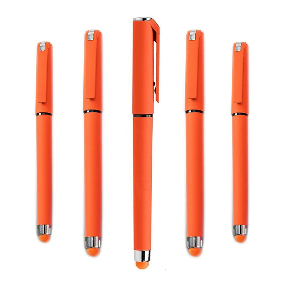Custom Printed Smooth Grip Orange Body Color Plastic Gel Roller Pen with Blue Ink 0.5mm Writing Width Ready to Ship
