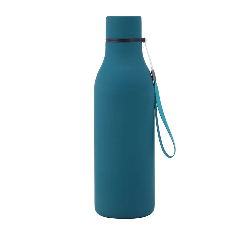 Custom 550ml Matte Plain Double Wall Stainless Steel Vacuum Flask Insulated Thermos Soft Rubber Painted Water Bottle for