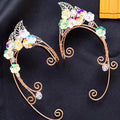 JOYFFO Silver Pointed Elf Ear Cuffs OwMell Handcraft Non-Pierced Earrings Trendy Cosplay Fantasy Bridal Wedding Costume Parties