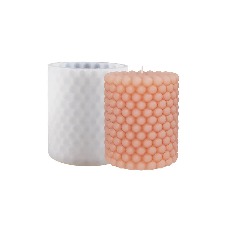 DIY Cylindrical Bubble Beads Shaped Wave Gypsum Decoration Mold Fragrance Candle Silicone Mold Bubble Aromatherapy Candle Mold