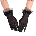 Fashion Bridal Evening Gloves Elegant Women Lolita Princess Style Polka Dot Mesh Black Lace Creative Bow Gloves