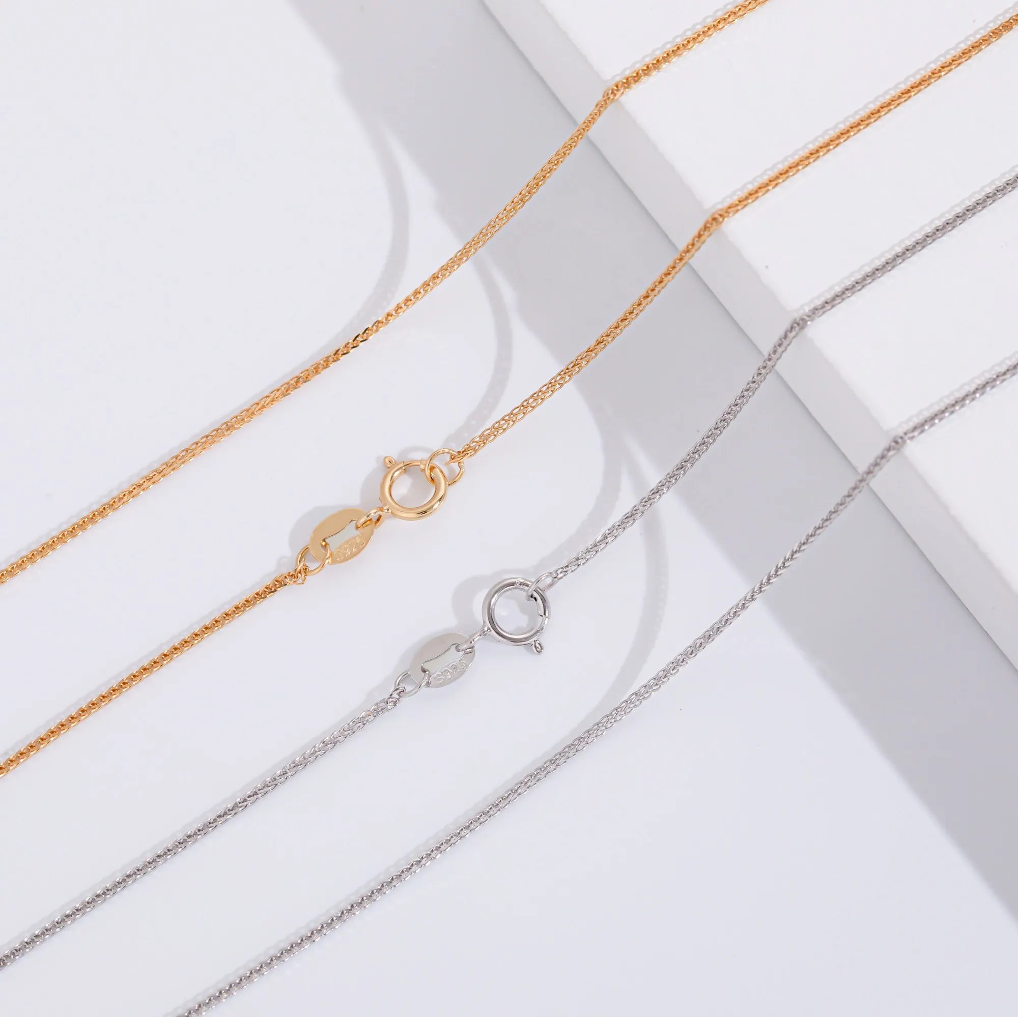 CH012 18inches Manufacturer  925 Sterling Silver 18k Gold Plated Chain Guba Chain Necklace Silver Jewelry for Women